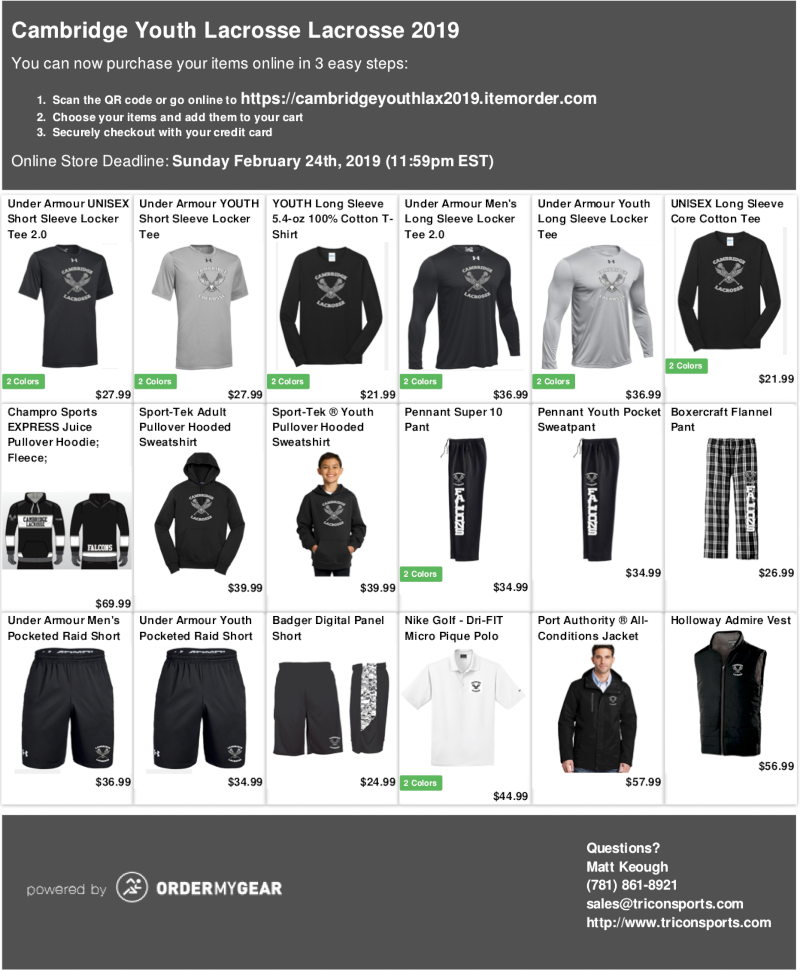 CYL Store Cambridge Youth Lacrosse